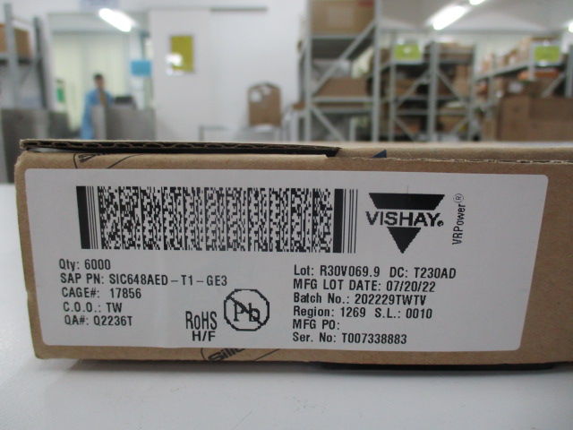 Vishay SIC648AED-T1-GE3 product label